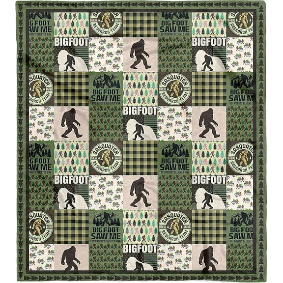 Bigfoot Blanket for Women Men Bigfoot Throws Blankets for Adults Lightweight Plush Funny Big Foot Gift for Lovers Merch (50x60 inch, Jungle)