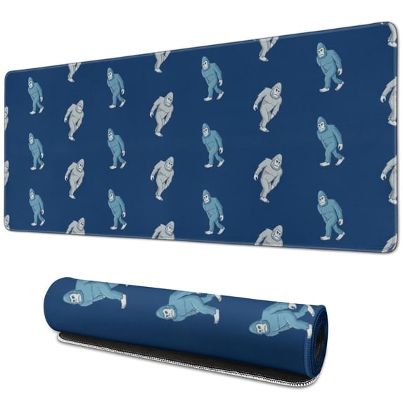 Bigfoot Blue Pattern Extended Large Mouse Pad, Desk Protector Mat with ...