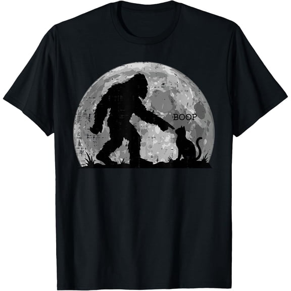 Bigfoot Boop Cat Moon Sasquatch Graphic Men Women T-Shirt