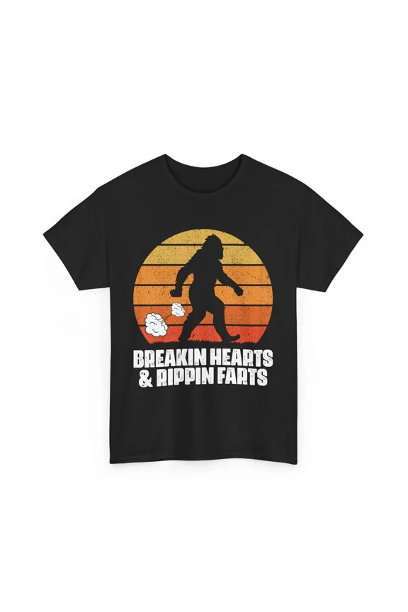 Bigfoot Breakin Hearts Rippin Farts Funny Sasquatch Humor Gear Unisex T-Shirt, up to size 5XL