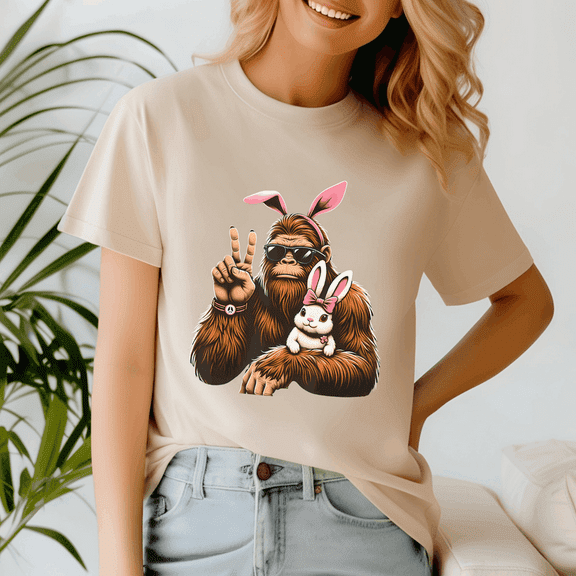 Bigfoot Bunny Funny Easter Day Sasquatch Shirt, He is Rizzin,Easter Day Shirt, Happy Easter Day, Bunny Cute Tee,Jesus Easter TShirt