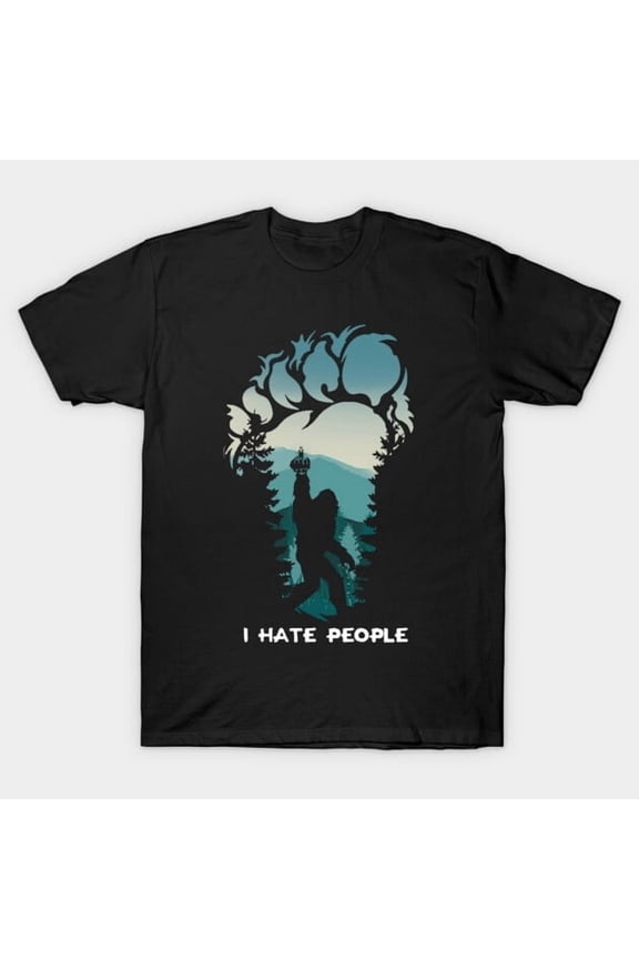 Bigfoot Camping I Hate People Funny Sasquatch Graphic H3295 Unisex T-Shirt, Up to Size 5XL