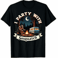 thumbnail image 1 of Bigfoot Camping I Party With Sasquatch Graphic Black T-Shirt for Men and Women, 1 of 4