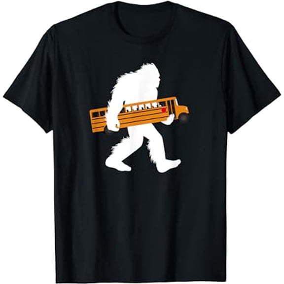 Bigfoot Carrying School Bus Sasquatch Bus Driver T-Shirt