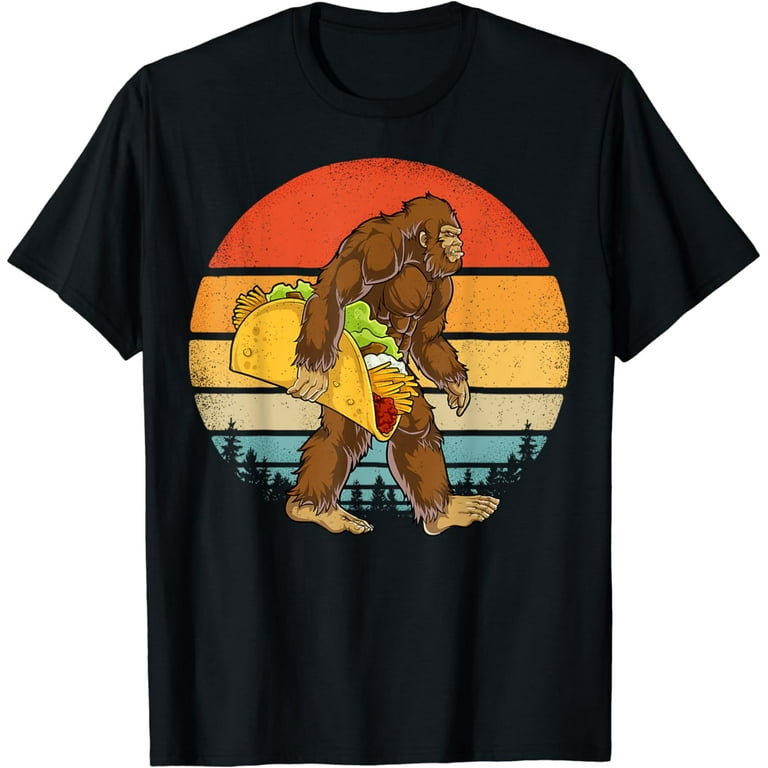 Bigfoot T Shirt For Women & Men Carrying Taco Bigfoot T Shirt For Women & Men Carrying Taco