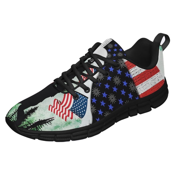Bigfoot Celebrate Fourth Of July Independence Day Running Shoes Sneakers Mesh Black Size 3.5