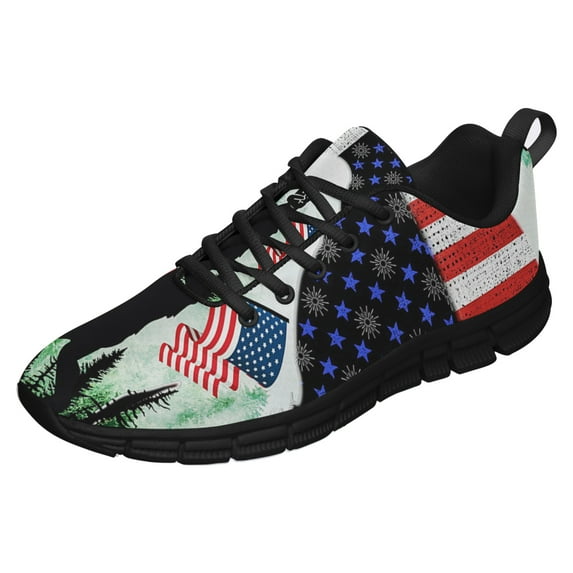 Bigfoot Celebrate Fourth Of July Independence Day Running Shoes Sneakers Mesh Black Size 7