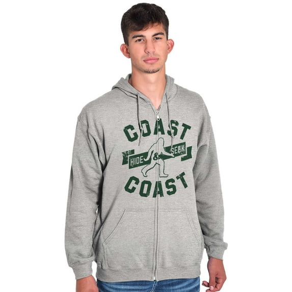 Bigfoot Coast to Coast Hide and Seek Unisex Fleece Graphic Zip Up Hoodie Brisco Brands 2X
