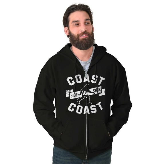 Bigfoot Coast to Coast Hide and Seek Unisex Fleece Graphic Zip Up Hoodie Brisco Brands 2X