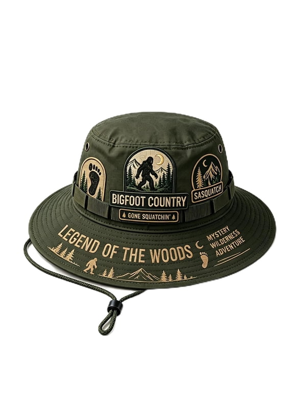 Bigfoot Country Boonie Hat, Legend of The Woods Sasquatch Wide Brim Outdoor Bucket Hat for Hiking Camping Fishing