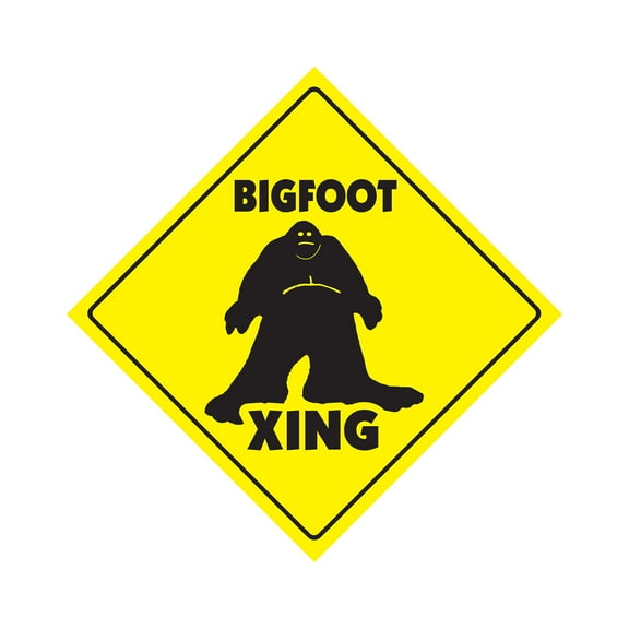 Bigfoot Crossing Sign Zone Xing | Indoor/Outdoor | 12" Tall sasquatch big foot print monster fantasy big foot ape