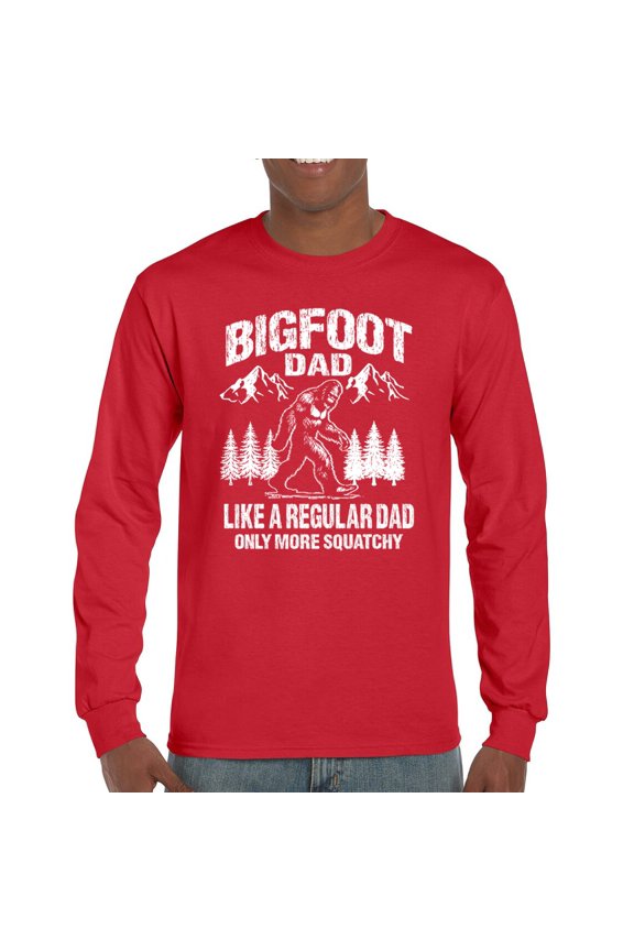 Bigfoot Dad Long Sleeve T-shirt More Squatchy Funny Daddy Sasquatch Dad Joke Outdoor Camping Father's Day Gift Idea