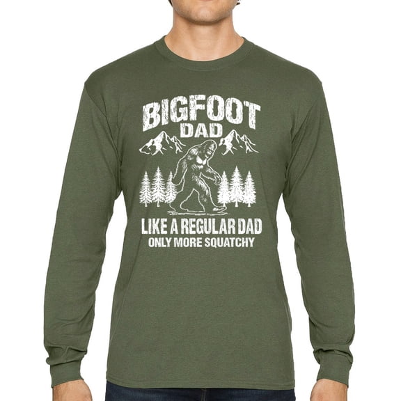 Bigfoot Dad Long Sleeve T-shirt More Squatchy Funny Daddy Sasquatch Dad Joke Outdoor Camping Father's Day Gift Idea