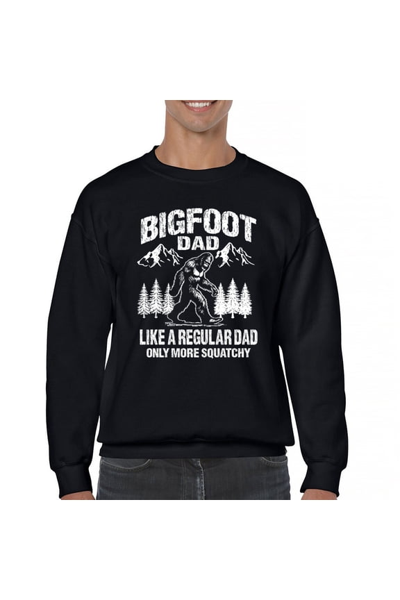 Bigfoot Dad Sweatshirt More Squatchy Funny Daddy Sasquatch Dad Joke Outdoor Camping Father's Day Gift Idea Crewneck