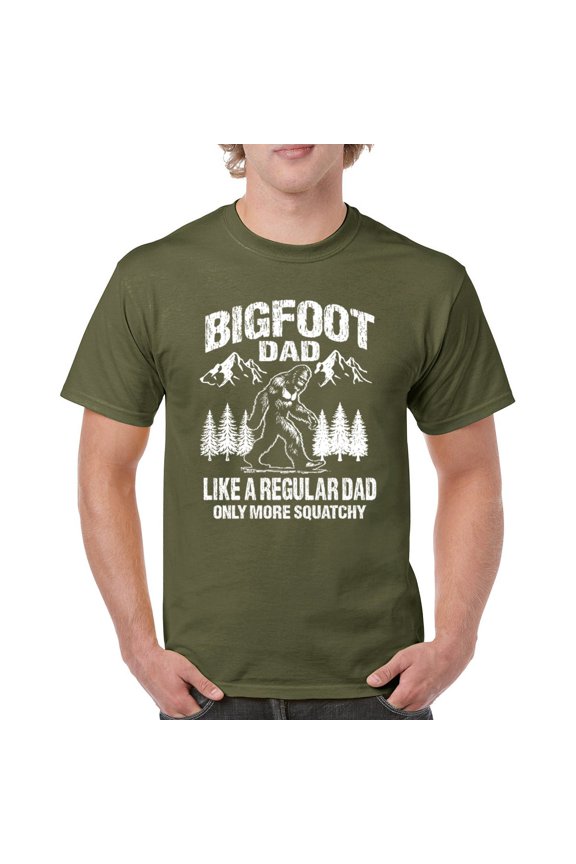 Bigfoot Dad T-shirt More Squatchy Funny Daddy Sasquatch Dad Joke Outdoor Camping Father's Day Gift Idea Men's Tee