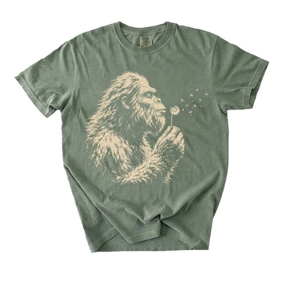 Bigfoot Dandelion T-Shirt, Vintage Sasquatch Woodland Nature Graphic Tee