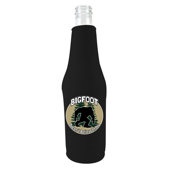 Bigfoot Doesn't Believe In You Beer Bottle Coolie (Black)