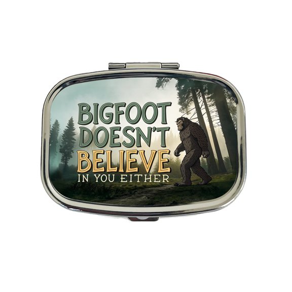Bigfoot Doesn't Believe In You Either Funny Small Travel Handbag Pill Box Case