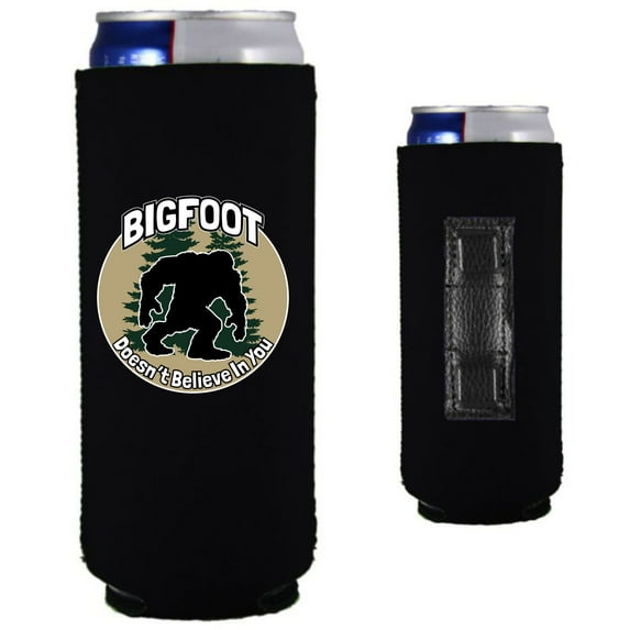 Bigfoot Doesn't Believe In You Magnetic Slim Can Coolie (Black)