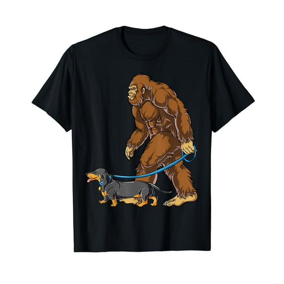 Bigfoot Dog Walk Dachshund T shirt Sasquatch Kids Men Women T-Shirt