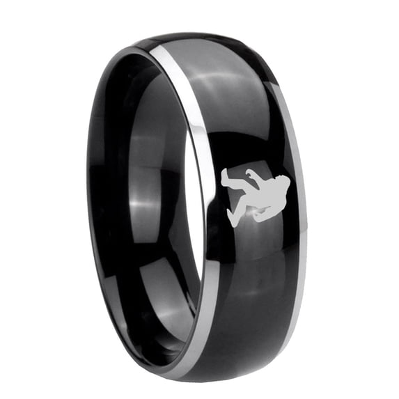 Bigfoot Dome Glossy Black 2 Tone Tungsten Men Ring 10MM