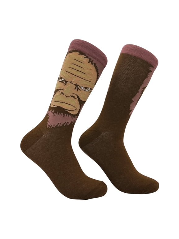 Bigfoot Face Socks Funny Sarcastic Sasquatch Graphic Novelty Footwear for Men