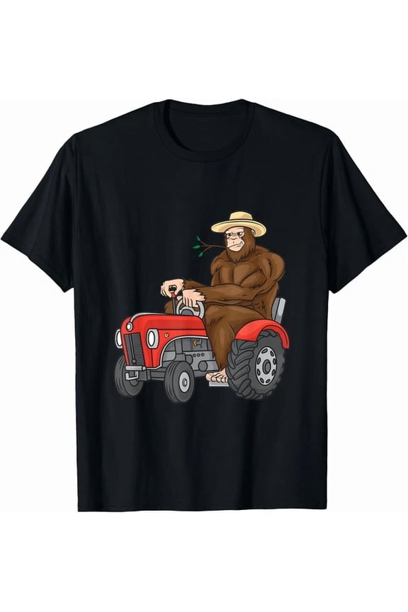 Bigfoot Farmer Riding A Tractor For American Farmers Gift Unisex T-Shirt, Birthday Gift