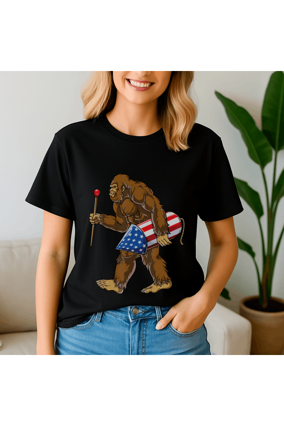 Bigfoot Fireworks 4Th Of July, Independence Day, Fourth Of July,4 Of July Shirt, Memorial Day Gift, Usa Flag, Fireworks Shirt, Stars And Stripes Tee, Patriotic Tshirt