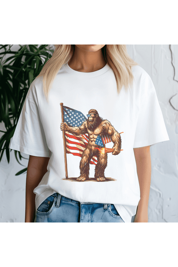 Bigfoot Fireworks 4Th Of July, Independence Day, Fourth Of July,4 Of July Shirt, Memorial Day Gift, Usa Flag, Fireworks Shirt, Stars And Stripes Tee, Patriotic Tshirt