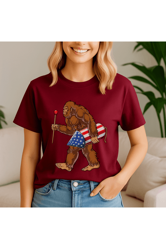 Bigfoot Fireworks 4Th Of July, Independence Day, Fourth Of July,4 Of July Shirt, Memorial Day Gift, Usa Flag, Fireworks Shirt, Stars And Stripes Tee, Patriotic Tshirt