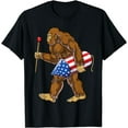 thumbnail image 1 of Bigfoot Fireworks 4th of July Men Sasquatch American Flag US T-Shirt, 1 of 4