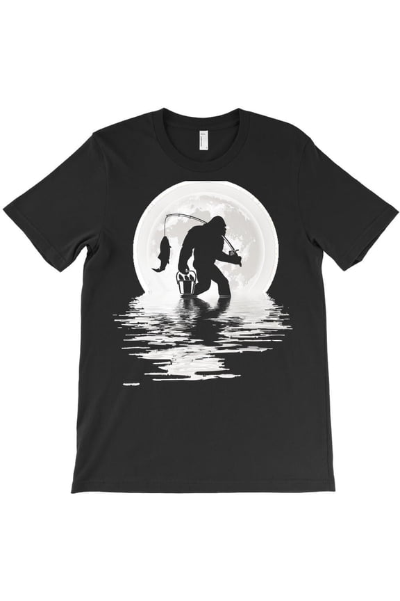 Bigfoot Fishing Funny Sasquatch and Angler Hobby Themed Cryptid Gift - Fan Favorite H747 T-Shirt, for Men and Women, Up to Size 5XL