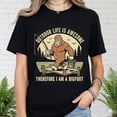thumbnail image 1 of Bigfoot Fishing Graphic Shirt with “Outdoor Life Therefore I Am a Bigfoot” Quote, Retro Sasquatch Angler Camping Design Unisex Cotton T-Shirt, Size S-5XL, 1 of 3