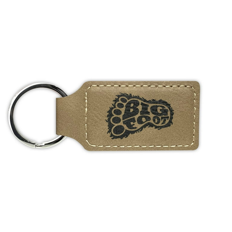 Keychain - Rectangle - Bigfoot Sasquatch - Leather Keychain - Rectangle - Bigfoot Sasquatch - Leather