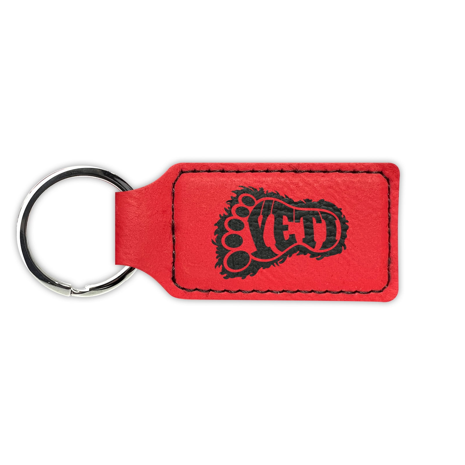 Keychain - Rectangle - Bigfoot Sasquatch - Leather Keychain - Rectangle - Bigfoot Sasquatch - Leather