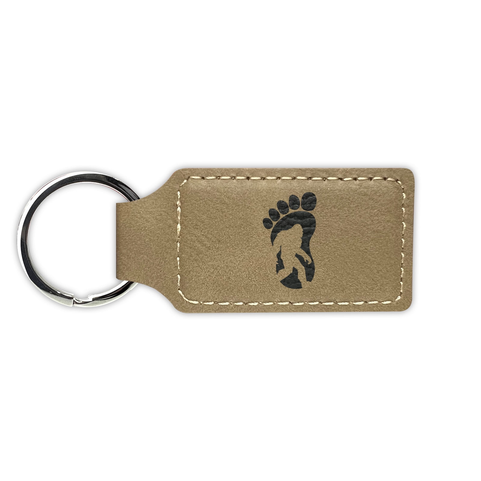 Keychain - Rectangle - Bigfoot Sasquatch - Leather Keychain - Rectangle - Bigfoot Sasquatch - Leather