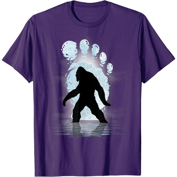 Bigfoot Footprint Moon Light Funny Sasquatch Unisex T-Shirt for Men Women Kids Toddler,Purple Color,Size YM