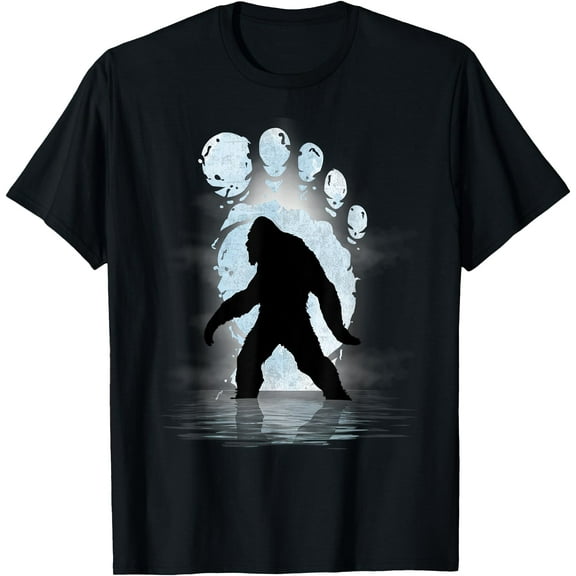 Bigfoot Footprint Moon Light Funny Sasquatch Unisex T-Shirt for Men Women Kids Toddler