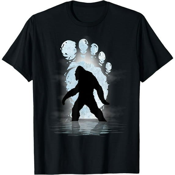 Bigfoot Footprint Moon Light Funny Sasquatch Unisex T-Shirt for Men Women Kids Toddler