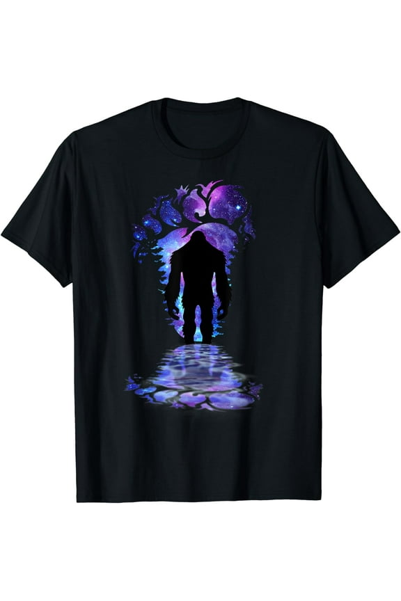 Bigfoot Footprint Moon Light Night Funny Sasquatch T-Shirt