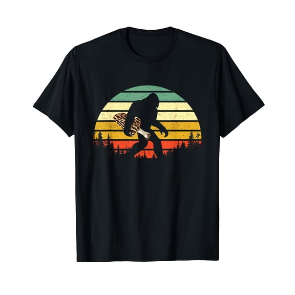 Bigfoot Foraging Morels Sasquatch Mycology Morel Mushroom T-Shirt