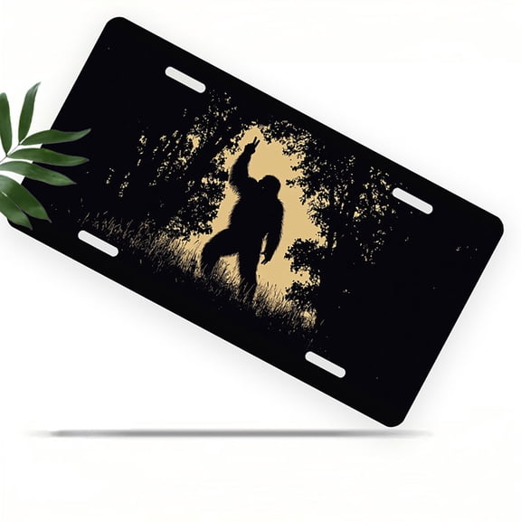 Bigfoot in Forest Front License Plate, Metal License Plate, Funny Standard Plates Personalized Novelty Decorative For Men/Women/Boys/Girls Car 6×12 Inch
