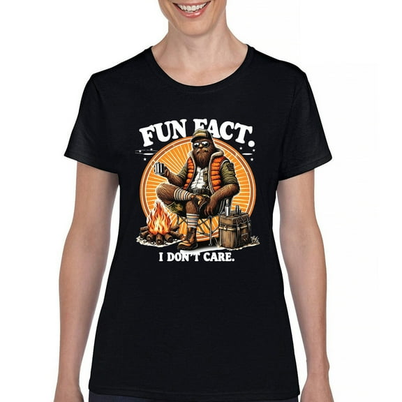 Bigfoot Fun Fact T-Shirt Sasquatch Hide and Seek Champ Camping Joke Women's Tee