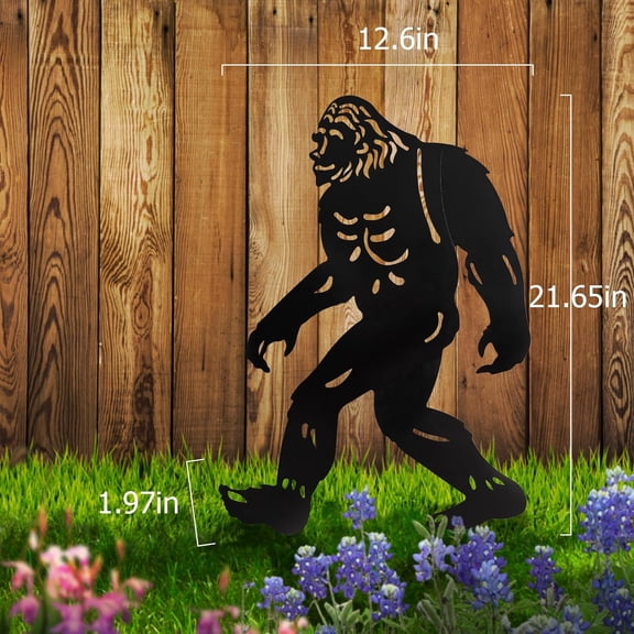 Bigfoot Garden Decor for Outside, Big Foot Silhouette Outdoor Statues, Sasquatch Gardening Gifts for Men/Dad/Women, Metal Yard Art for Lawn, Forests,Outdoor Decorations