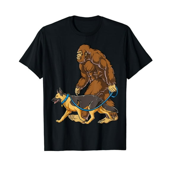 Bigfoot German Shepherd Dog Walk Funny Sasquatch Lovers Men T-Shirt For Dog Lover Gift