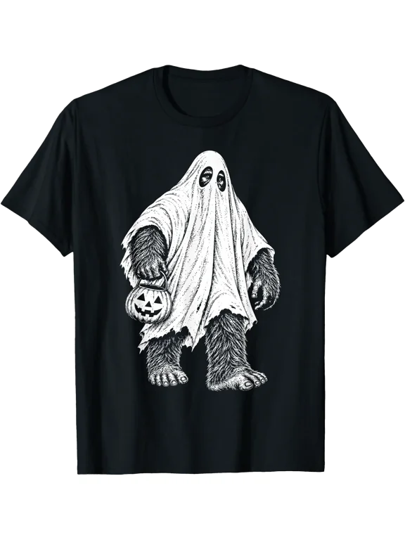 Bigfoot Ghost Halloween Pumpkin Costume Funny Sasquatch T-Shirt