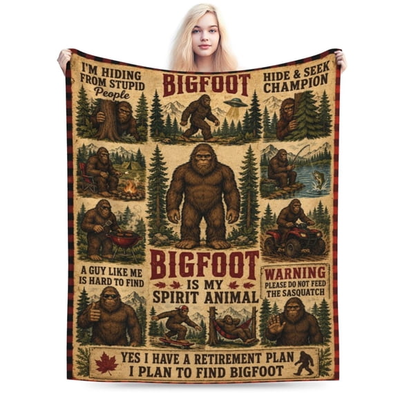 Bigfoot Gifts Blanket, Bigfoot Sasquatch Blanket Gifts,Men Big Foot Throw Blanket, Soft Cozy Flannel Sofa Decor, Birthday Gifts for Adults 50x40
