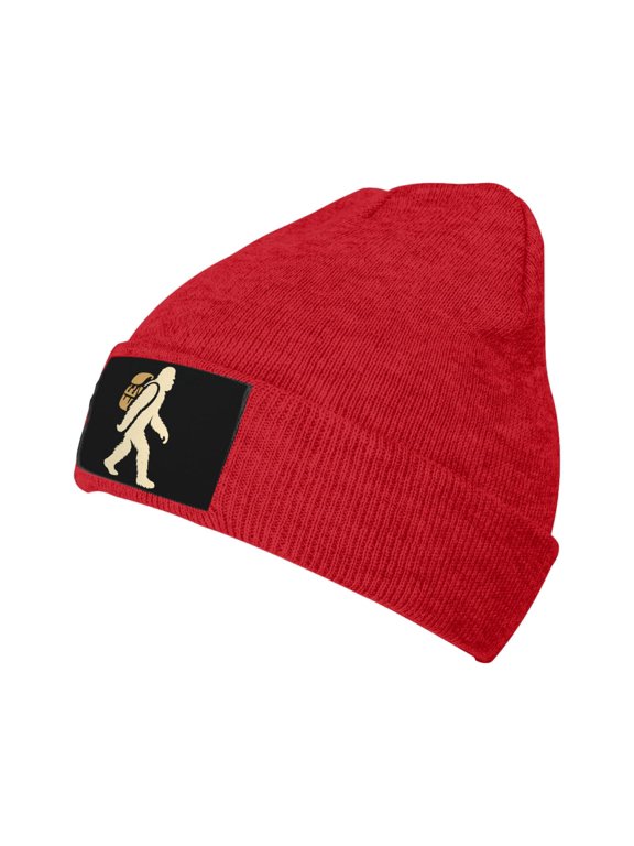 Bigfoot Goes Hiking Knitted Hat Winter Beanie For Men Women, Acrylic Beanie Soft Warm Knit Hat Ski Stocking Cuffed Cap