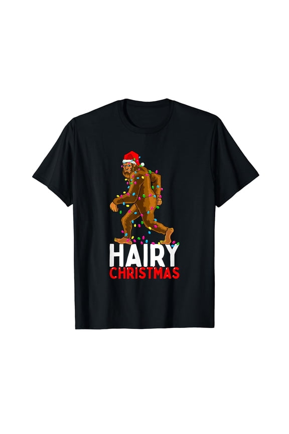 Bigfoot Hairy Christmas Funny Xmas Men Pajama T-Shirt