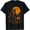 thumbnail image 1 of Bigfoot Halloween Sasquatch Jack O Lantern T-Shirt, 1 of 8